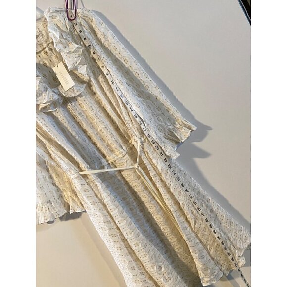 Tory Burch Jasmine Metallic Ruffle Dress 2 Piece with Slip size 2 Ivory & Gold - Picture 5 of 10